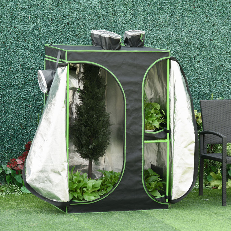 Outsunny Mylar Hydroponic Grow Tent With Adjustable Vents And Floor